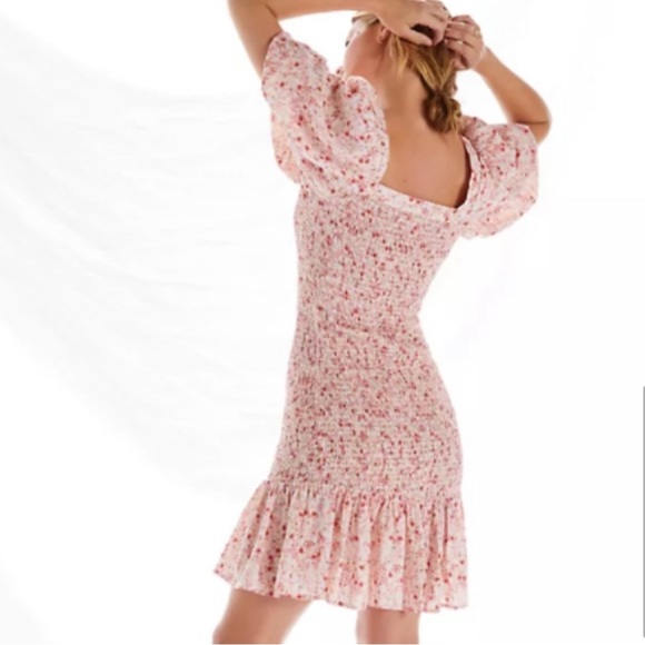 Anthropologie | Another Love Pink Smocked Floral Mini Dress NWT size small - Picture 2 of 11